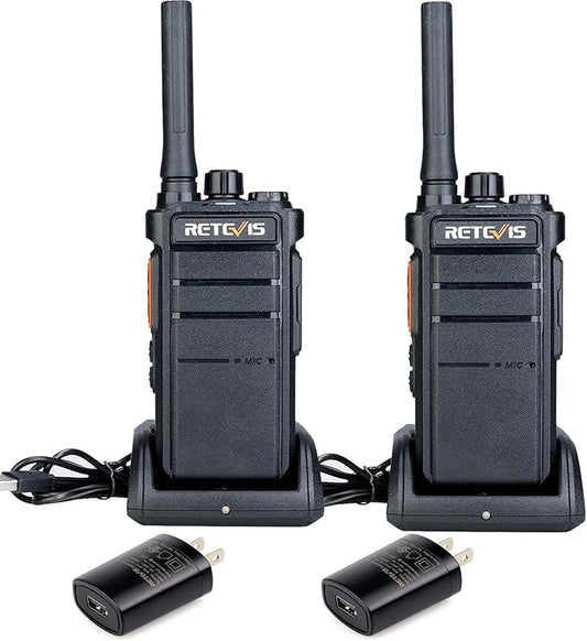 Retevis RB26 Walkie Talkies Long Range, Extended Range Two-Way Radios, Repeater Compatible, 2000mAh Rechargeable Battery, USB-C Charging, Flashlight, Compact Size, for Camping,Hiking(2 Pack)