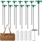 Aodaer 12 Pack Tent Stakes Heavy Duty Tent Pegs 10.25 Inch Non-Rust Metal Yard Stakes with 4x10ft Ropes and Storage Bag Inflatable Stakes for Gardening & Canopies, Camping Halloween Christmas, Green