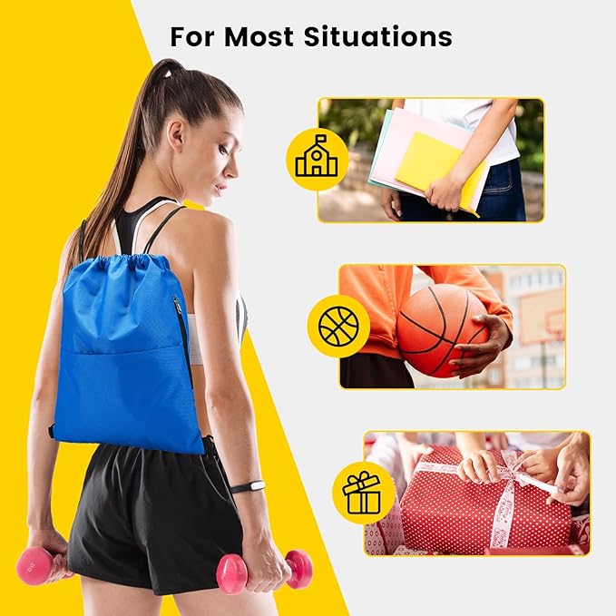 Vorspack Drawstring Backpack Water Resistant String Bag Sports Sackpack Gym Sack with Side Pocket for Men Women