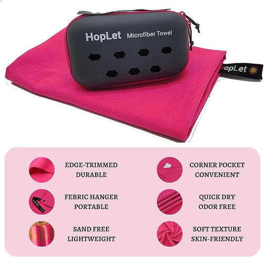 Microfiber Camping Towel with EVA Case, Super Absorbent and Quick Dry Sports Towel, Portable Travel Microfiber Towel Best for Beach Hiking Swimming Outdoors Gym (XS Red)