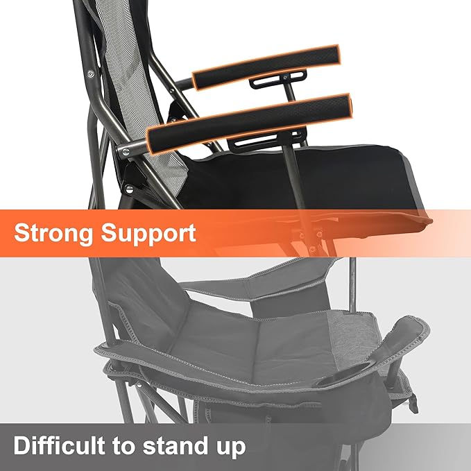 Camping Chair with Padded Hard Armrest,Cup Holder,Heavy Duty for Adults,Mesh Backrest,Portable Lawn Lightweight Outdoor Camp Chair,Support up to 400lbs