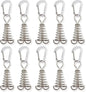 10Pcs Deck Anchor Pegs with Carabiner Clips & Spring Buckle, Stainless Steel Tent Rope Tightener, Deck Plank Board Tent Stakes, Cord Adjuster Tensioner for Camping Hiking Tent Accessories(Silver)