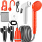 Portable Shower for Camping - Camping Shower Head with Pump, Camp Shower Pump Kit with 2 Rechargeable Batteries, Shower Head & Handheld Sprayer, 120Min Use Time, Quick Water Stop