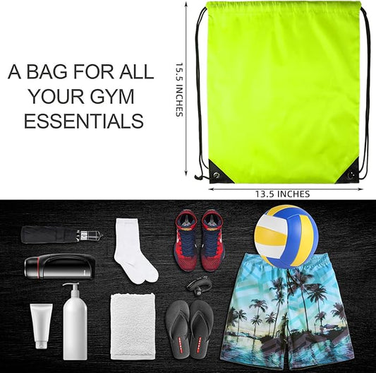 GoodtoU Drawstring Bags, Drawstring Backpack for Sport, Traveling, Team (60Pcs, Fluorescent Green)