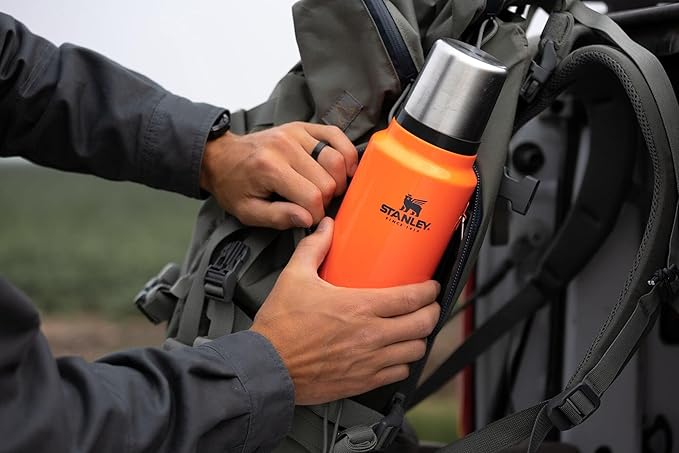 Stanley Classic Legendary Vacuum Bottle 1.5 qt | Wide Mouth with Leakproof Cup Lid | Keep Drinks Hot or Cold | Packable for Travel | Insulated Stainless Steel Thermos | BPA-Free | Blaze Orange