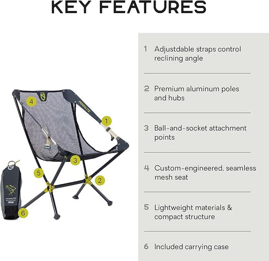 NEMO Equipment Moonlite Reclining Camp Chair - One Size - Black Pearl