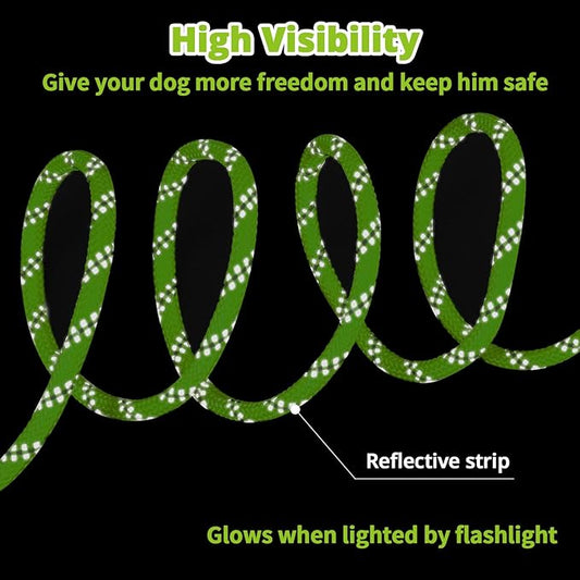 Dog Tie Out Cable for Camping - 50ft/70ft/100ft Portable Reflective Overhead Trolley System for Dogs up to 300lbs - Dog Lead for Yard Camping | Parks | Outdoor Events Green