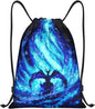 Fly Dragon Drawstring Bags Cool Blue Flame Sport Gym Sackpack Black Backgound Drawstring Backpack for Men Beach Yoga Swim String Bag Cinch Bag