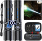 Flashlights High Lumens Rechargeable - 20,000 Lumens Super Bright Tactical LED Flash Light, Dimmable&Memory Function Powerful Waterproof Flashlight for Camping,6 Modes,Zoomable,LCD Display (2, Black)