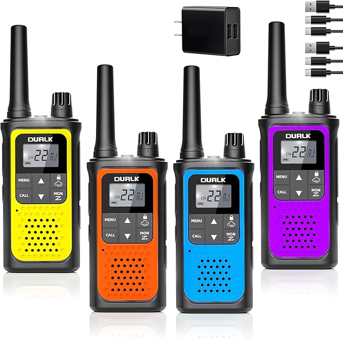 Walkie Talkies Long Range for Adults - Rechargeable Walkie Talkies Two Way Radios 22 FRS Channels, NOAA Weather Alerts, 1800mAh Li-ion Battery, LED Flashlight, VOX for Hiking Camping Cruise (4 Pack)