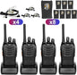 TIDRADIO TD-V2 Walkie Talkies for Adults with Earpiece and 8 Battery 2 Way Radios Walkie Talkies Long Range with Flashilght Two Way Radio Rechargeable for Business or Family (4 Pack)