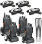 Baofeng Walkie Talkies Rechargeable Long Range for Adults Walkie Talkie Earpiece with Mic Waki Taki Handheld Two Way Radio with USB Base Charger Walky Talky for Camping Hiking(4 Pack)