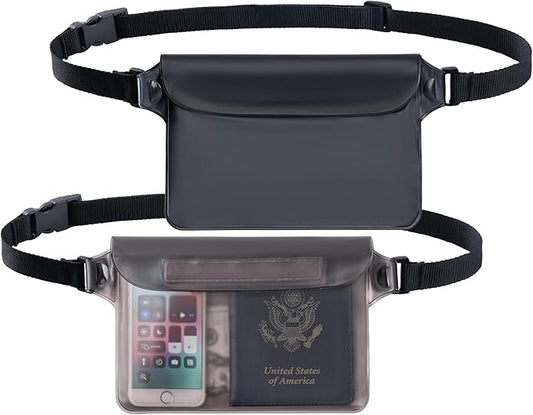 CADONO 2-Pack Waterproof Pouch with Adjustable Waist Strap | Screen Touch Sensitive Dry Bag, Keep Your Phone and Valuables Dry, Perfect for Swimming Kayaking Boating Fishing Beach Diving