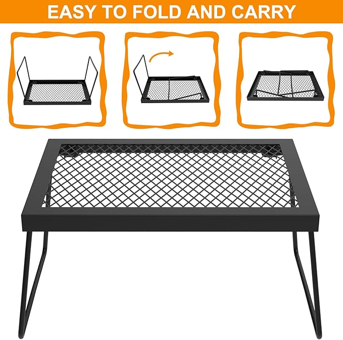 Camp Fire Cooking Racks - Campfire Grate for Fire Pit & Fireplace, Grill Grate for Outdoor Cooking, Camping Accessories