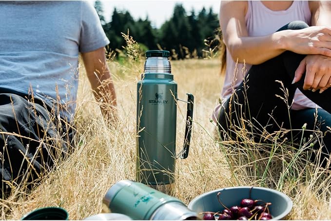 Stanley Classic Legendary Vacuum Bottle 1.1 qt | Wide Mouth with Leakproof Cup Lid | Keep Drinks Hot or Cold | Packable for Travel | Insulated Stainless Steel Thermos | BPA-Free | Hammertone Silver