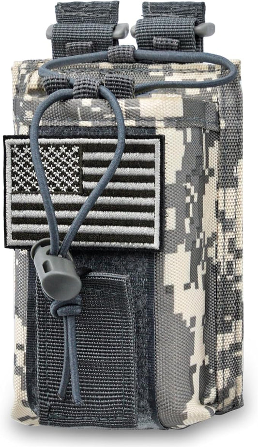 Molle Radio Pouch Holster Tactical Holder Duty Belt Accessories Military Heavy Bag for Two Ways Walkie Talkies Adjustable Storage with 1 Pack Patch