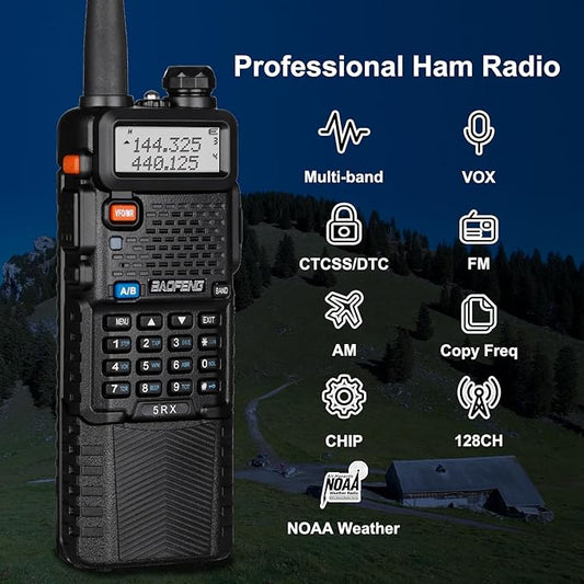 BAOFENG UV-5RX (Upgraded of UV-5R) Multi-Band Ham Radio, 136-174/400-520Mhz Receiving, Two Way Radio with 805s Antenna ＆ 771 Antenna (2 Pack)
