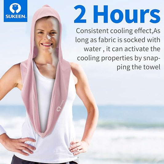 Cooling Hoodie Towel - Stay Cool & Comfortable - Versatile Neck Wrap Scarf & Head Towel - Soft & Lightweight Hoodie Towel - Perfect for Sports & Outdoor Activities