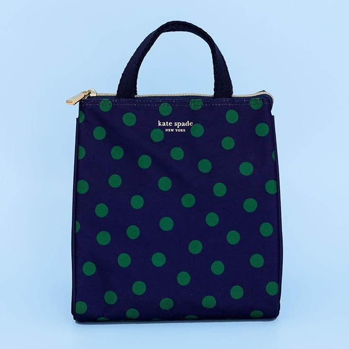 Kate Spade New York Cute Lunch Bag for Women, Large Capacity Lunch Tote, Adult Lunch Box with Silver Thermal Insulated Interior Lining and Storage Pocket (Sonnet Dot)