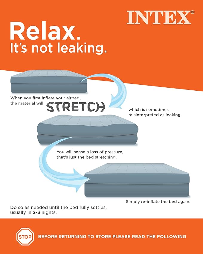 Intex Comfort Dura-Beam Airbed Internal Electric Pump Bed Height Elevated (2020 Model)