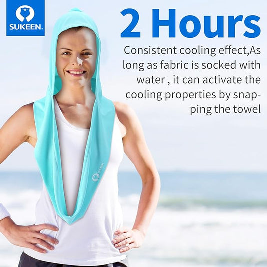 Sukeen Cooling Hoodie Towel - The Ultimate Accessory for Staying Cool and Comfortable in Hot Weather, Works Like Traditional Cooling Towels and with More Coverage and Style