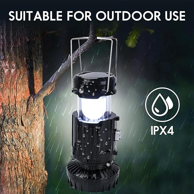 2024 Upgrade Solar Portable Lantern Rechargeable Fan - Collapsible Lightweight LED Camping Lantern for Power Outages Flashlight Survival Kits for Outdoor Tent Emergency Essentials Cool Gifts for Men