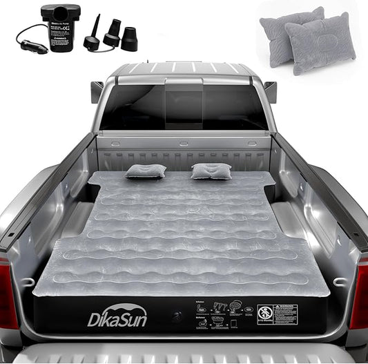 Truck Bed Air Mattress for 5.5-5.8Ft Inflatable Air Mattress for Full Size Short Truck Beds Pickup Air Mattress for Camping Truck Tent Accessories with Pump & Carry Bag (A-Grey)