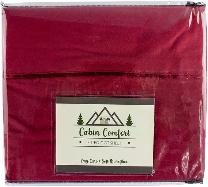 Cabin Comfort - Cot Sheet for Camping and RV Cots - Fits All Cot Size Beds Comfortably -72 x 28 Inches - Super Soft (1 Piece Cot (Fitted), Burgundy)