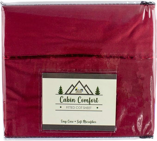 Cabin Comfort - Cot Sheet for Camping and RV Cots - Fits All Cot Size Beds Comfortably -72 x 28 Inches - Super Soft (1 Piece Cot (Fitted), Burgundy)
