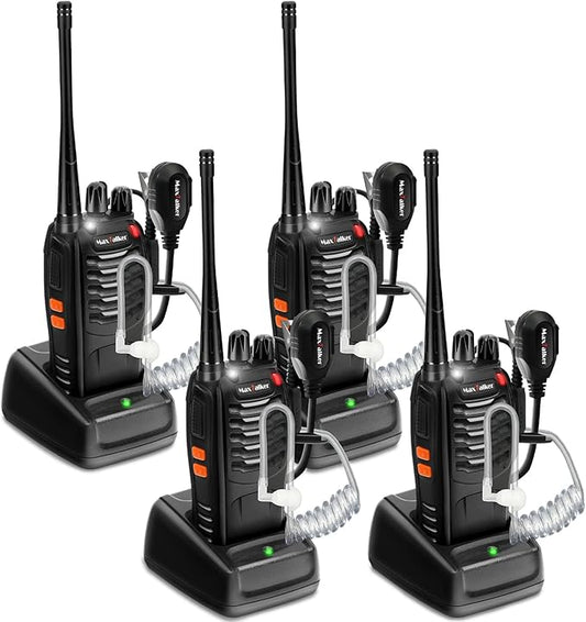 Walkie-Talkies Long Range Two-Way Radios: Rechargeable Walkie Talkies for Adults, Walky Talky VOX Walkie Talkie Earpiece with Mic 2 Way Radio with Flashlight and Charger for Business Family(4 Pack)