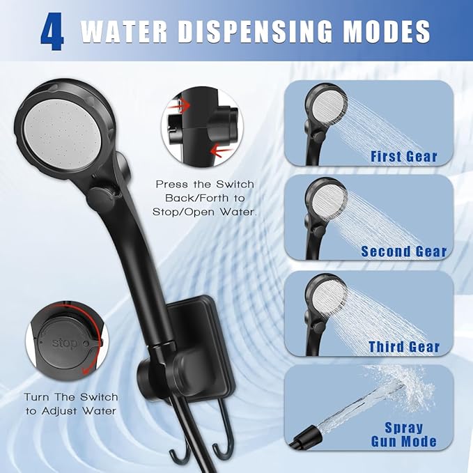 Portable Shower for Camping, [Long-Lasting] 6000mAh Rechargeable Camping Shower with Intelligent LED Display, IPX7 Waterproof Outdoor Shower Kit for Hiking, Travel, Car, Pet