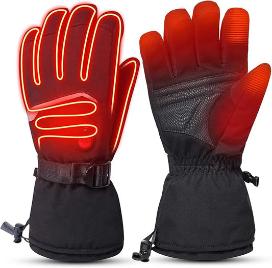 day wolf Upgraded Heated Gloves for Men Women, Waterproof and Touch Screen 7.4V 2200mAh Rechargeable Electric Gloves Hand Warmer for Skiing, Snowboarding, Skating, Camping Hiking Running