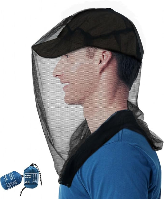 tupi Mosquito Head Net for Insects, 2 Pack, Premium Bug Net for Head, Fly & Bug Protection | Ultra Large & Long, Finest Holes for Camping, Hiking, Fishing, Gardening, Fits All Hats for Men & Women