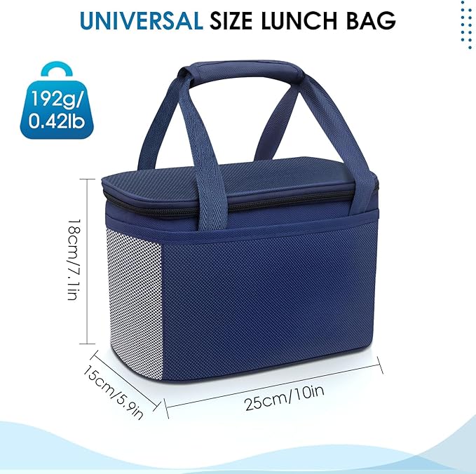 Reusable Lunch Box Lunch Bag for Women Men Insulated Lunch Bag Women Lunch Cooler Tote Bags for Office Work Picnic Outdoor Travel, Navy blue