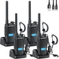 MP31 GMRS Walkie Talkies Handheld Two Way Radio, GMRS Repeater Capable, Waterproof Rechargeable Walkie Talkies with 2-in-1 Type-C Charging Cable&USBCharging Station(4 Pack)