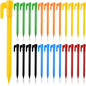 24 Pack Plastic Tent Stakes 5.7 Inch Heavy Duty Canopy Anchoring Pegs Plastic Tent Pegs Sand Stakes Outdoor Beach Spikes for Camping, Gardening, Landscaping, Backpacking(Multi Colors)