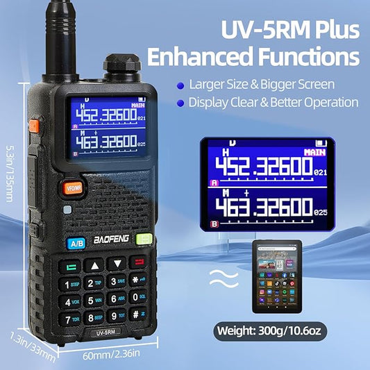 BAOFENG UV-5RM Radio-10W GMRS Handheld Radio Multi-Frequency Two Way Radio for Adults, Long Range Portable Ham Radio with 2500 mAh Type-C Charging Battery & Copy Frequency 999CH (1 Pack)