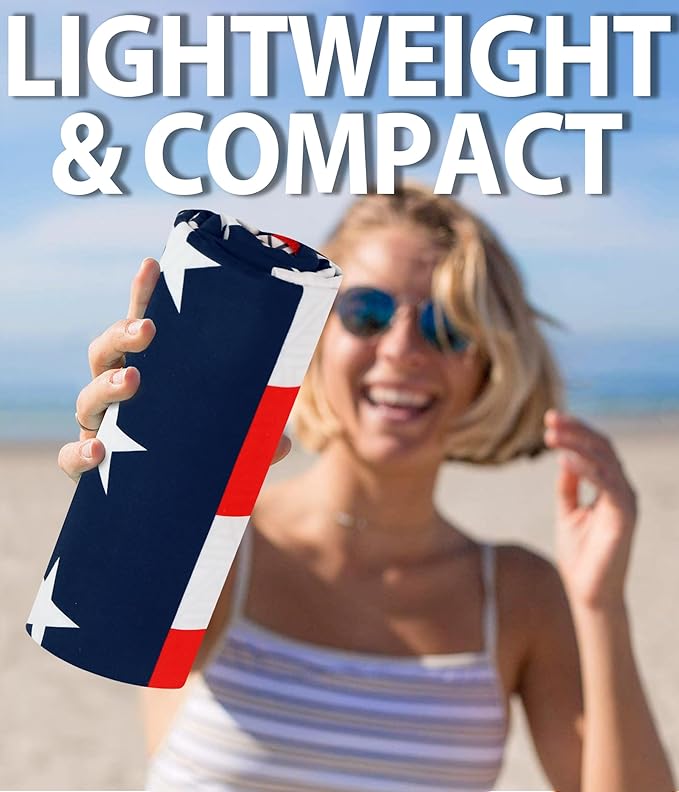 Microfiber Beach Towel – Flag Quick Dry Lightweight Sand Free Oversized Large Towel Accessories Travel Must Have Swim Pool Yoga Camping Summer Essentials Packable Sandproof Gift