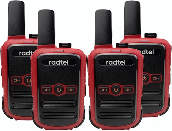 Radtel RT12 Rechargeable Walkie Talkies for Adults Long Range Handheld FRS Two Way Radio 16CH Handsfree VOX for Camping Hiking (4 Pack) (red)
