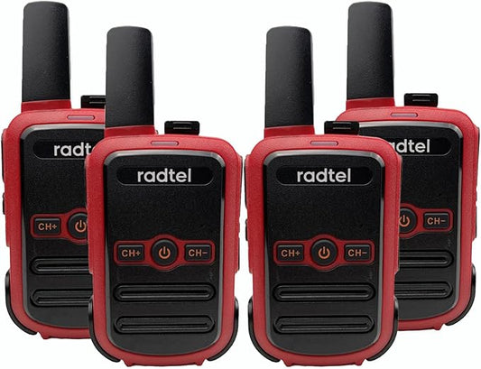 Radtel RT12 Rechargeable Walkie Talkies for Adults Long Range Handheld FRS Two Way Radio 16CH Handsfree VOX for Camping Hiking (4 Pack) (red)