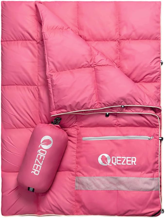 Down Camping Blanket,600+Fill Power，Foldable Into a Pillow,Light，It is The Best Choice for Outdoor Activities, Picnics, Beaches, and Travel.