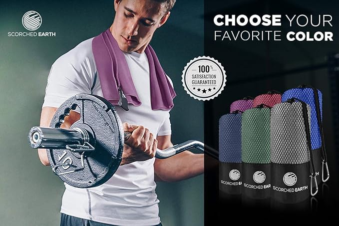 Microfiber Travel & Sports Towel Set - Quick Dry, Super Absorbent, Compact, Lightweight - for Camping, Backpacking, Hiking, Beach, Yoga, Swimming - Includes 2 Sizes + Carrying Bag & Clip
