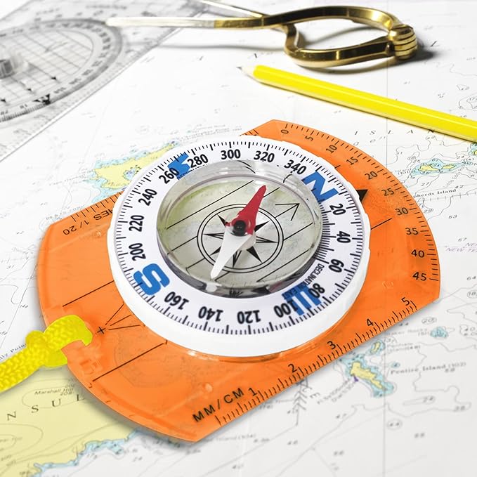 Posinly Advanced Orienteering Compass - Survival Whistle, Map Reading Field Compass for Camping, Hiking & Navigation, Great for Kids