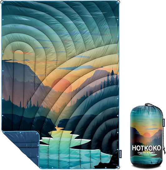 Camping Blanket,Lightweight Puffy Printed Camping Blanket Packable Outdoor Blanket for Camping,Traveling, Stadium, Hiking, Picnics