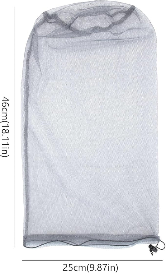 Dohia Mosquito Head Net Mesh with Drawstring Bug Face Netting Insect Net Mask Cover Mesh Face Shield for Men & Women Beekeeper Net Mask Protection D1-QWM (Grey)