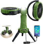 Outdoor Camping Fan with LED Light,8000mAh Rechargeable Battery Powered with Hook Tent Fans,270° Oscillating 360°Rotation Portable Tripod Beach Fan for Canopy,Travel,Fishing,Home,Green