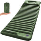TOBTOS Inflatable Sleeping Pad for Camping with Pillow, 4" Thick Camping Mat with Built-in Foot Pump, Compact Air Mattress for Camping, Hiking, Backpacking (Green)