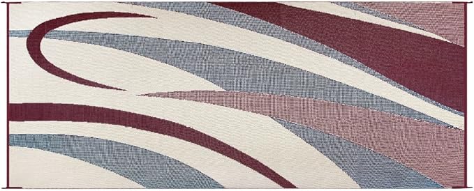 Stylish Camping Stylish Camping Reversible Graphic Patio Mat - 8' x 20', Burgundy/Black