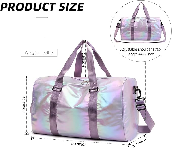 Yaopeing Gym Bag with Shoes Compartment,Sports Duffle Bag for Girls,Waterproof Travel Gym Tote Bags for Women,Purple