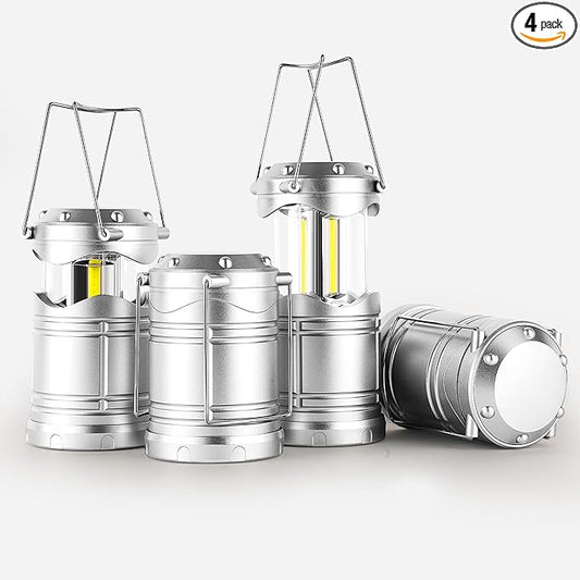 Lichamp LED Camping Lantern, 4 Pack Battery Powered Flashlight for Power Outages, Portable Collapsible Hanging Light Essential for Home, Outdoor, Emergency Lamp Survival Kit Gear for Hurricane, B4SL